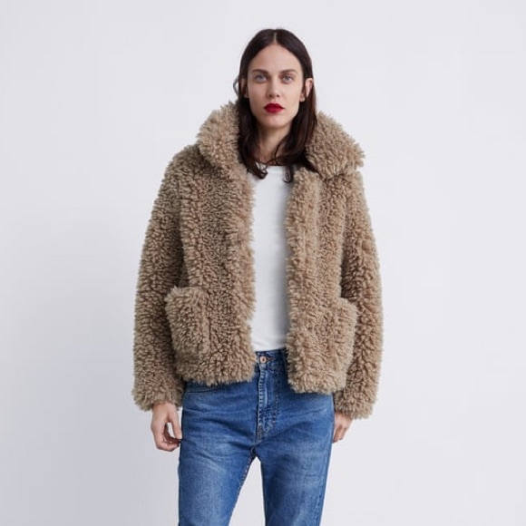 soft faux fur jacket zara